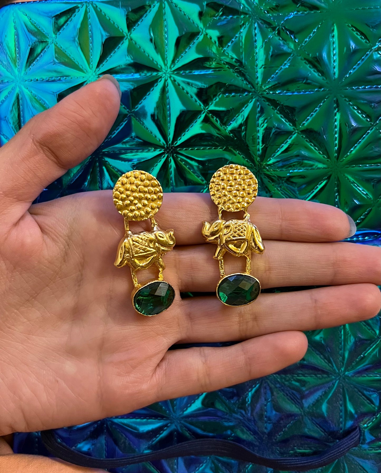 Roaring Elephant Gold Plated Earrings