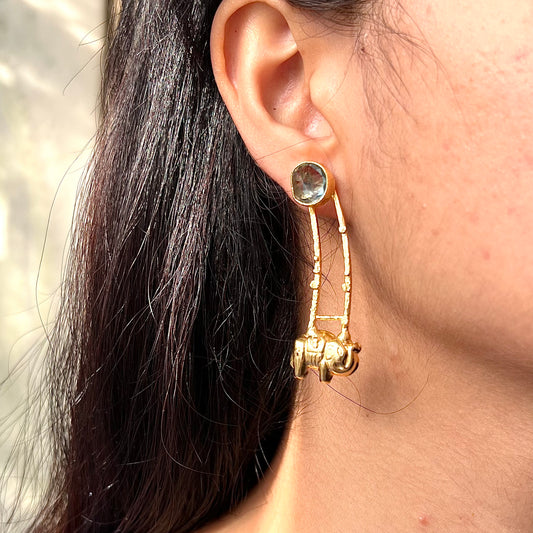 Elephant Minimal Gold Plated Drop Earrings