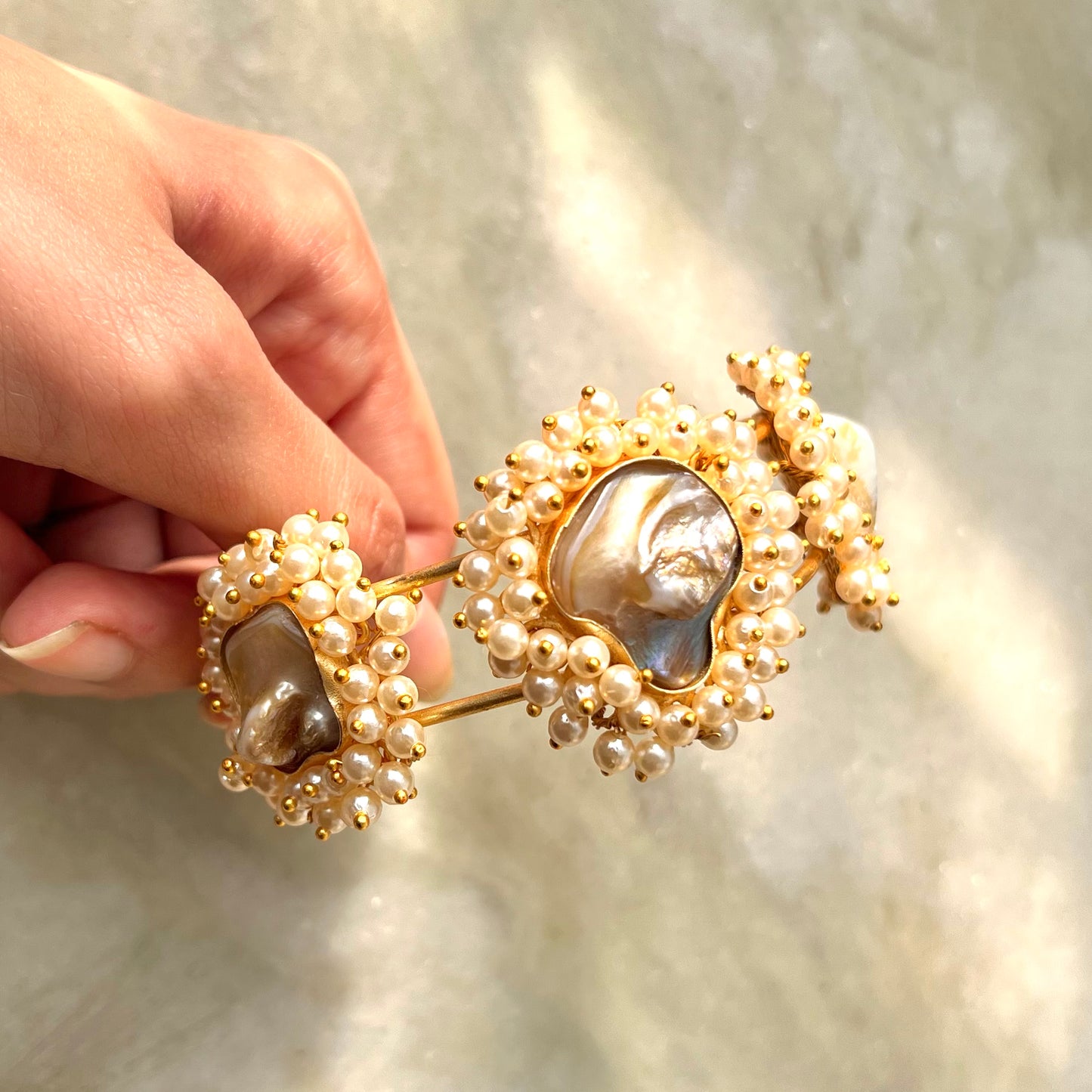 White Mother of Pearl Shell Statement Bracelet