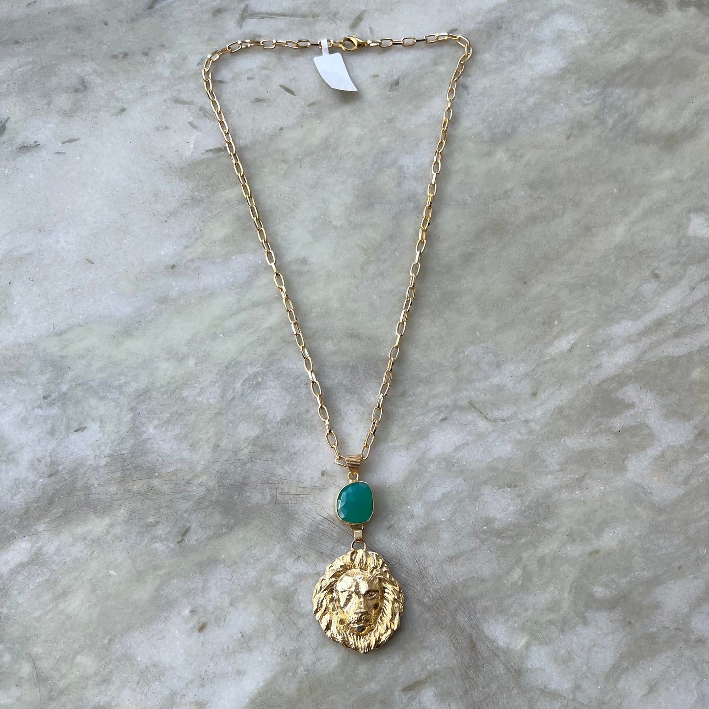 Lion Crystal Gold Plated Pendant Chain